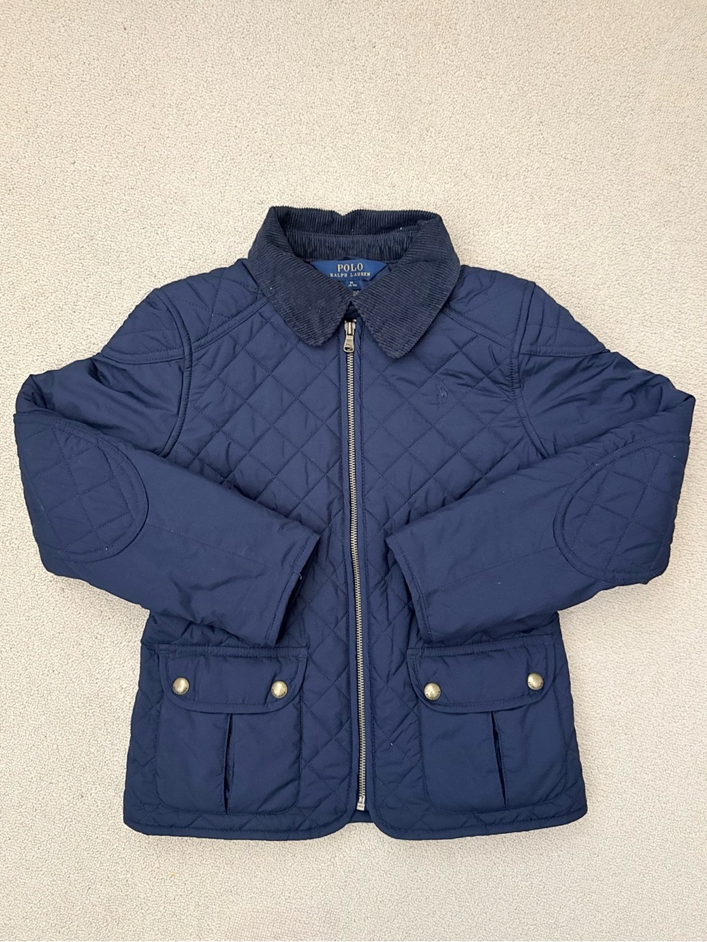 Kids Polo Ralph Lauren Quilted Jacket with Corduroy Collar (Size M)
